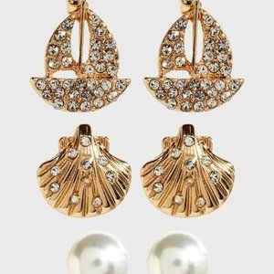 Sailboat  Multi Pack Gold Tone Earrings